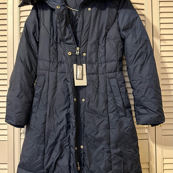 Small Cole Haan Navy Premium Down Coat - Picture 3 of 12
